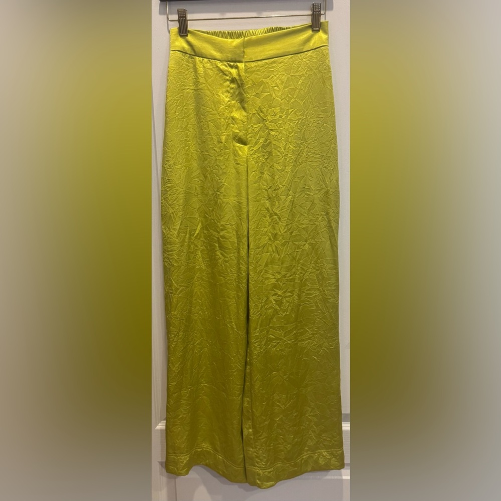 HOUSE OF HARLOW 1960 Chartreuse Yellow/Green Wide Leg Pants XS NWOT